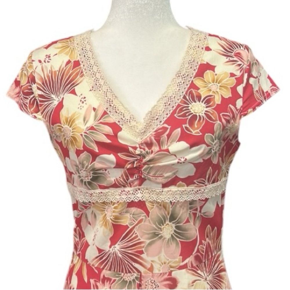 Vintage Jody of California Floral & Lace Box Pleat Cottagecore Dress - Picture 9 of 13